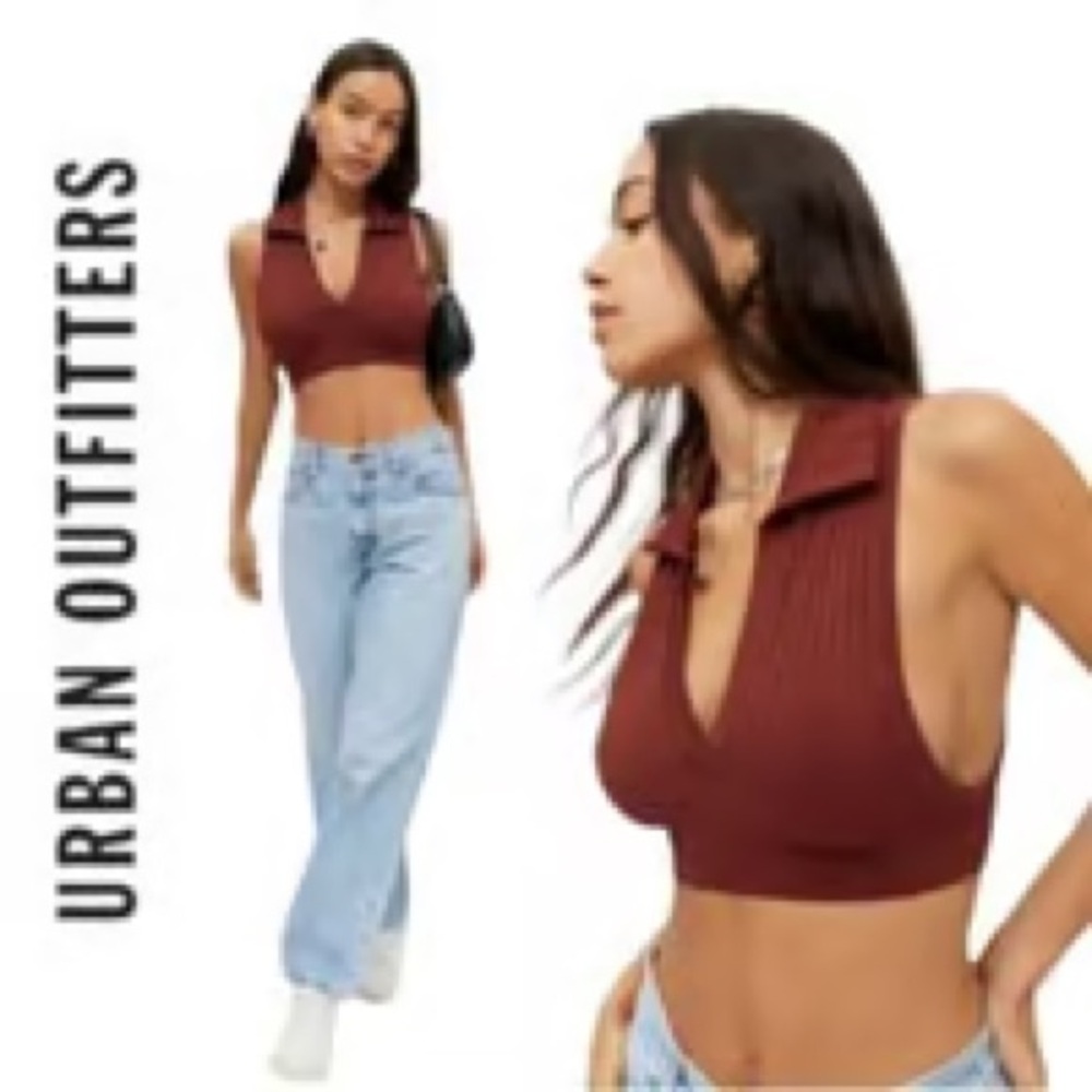 Out From Under Maroon Ribbed Crop Top
